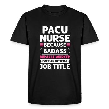Pacu infirmière Faiseur de miracles. Pacou - T-shirt Premium bio Homme - noir - Devant - Nico (187cm)