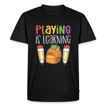 Learn to play. Kindergarten teacher for - Men's Premium Organic T-Shirt - black - Front - Nico (187cm)