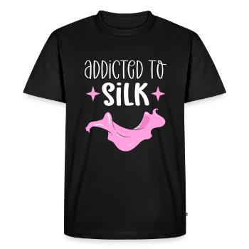 Accro à la soie. Contorsion Yoga Aérien - T-shirt Premium bio Homme - noir - Devant - Nico (187cm)