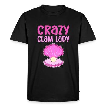 Crazy shell lady. Shellfish collecting flotsam - Men's Premium Organic T-Shirt - black - Front - Nico (187cm)