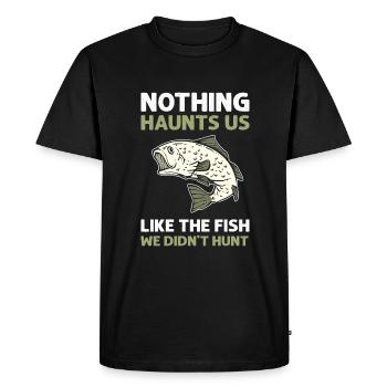 Nothing haunts us like the fish we don't - Men's Premium Organic T-Shirt - black - Front - Nico (187cm)