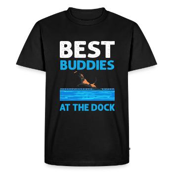 Best friends at the dock. Canin Sport Dog Dock Diving - Men's Premium Organic T-Shirt - black - Front - Nico (187cm)