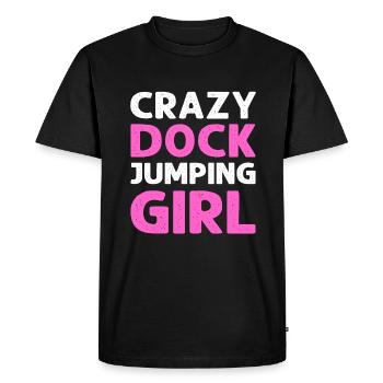 Crazy Dock Jumping Girl. Canin Sport Chien - T-shirt Premium bio Homme - noir - Devant - Nico (187cm)