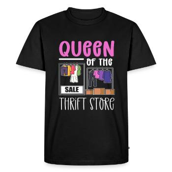 Reine de la friperie. Thrifter - T-shirt Premium bio Homme - noir - Devant - Nico (187cm)
