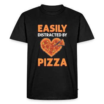 Easily distracted by pizza. Pizza -Pan -Pizza - Men's Premium Organic T-Shirt - black - Front - Nico (187cm)