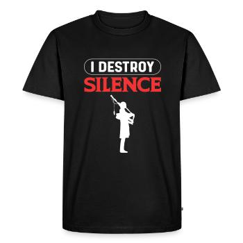 I destroy silence. Scotland Pride Bagpipes - Men's Premium Organic T-Shirt - black - Front - Nico (187cm)