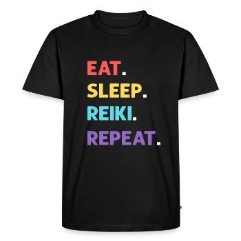 Mangez dormir Répétition Reiki. - T-shirt Premium bio Homme - noir - Devant - Nico (187cm)