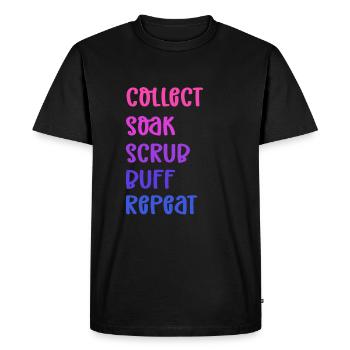 Collect. Soak. Scrub. Polish. - Men's Premium Organic T-Shirt - black - Front - Nico (187cm)