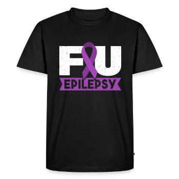 FU epilepsy. Purple Ribbon Epilepsy Consciousness - Men's Premium Organic T-Shirt - black - Front - Nico (187cm)