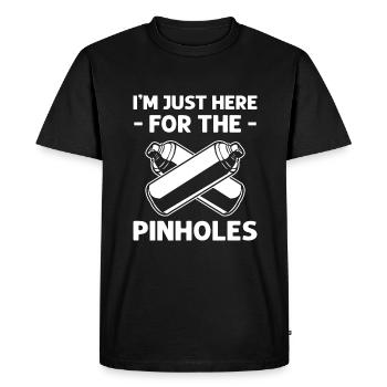 Je ne suis là que pour les trous d’épingle. - T-shirt Premium bio Homme - noir - Devant - Nico (187cm)
