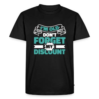 Pension de retraité drôle N’oubliez pas ma réduction - T-shirt Premium bio Homme - noir - Devant - Nico (187cm)