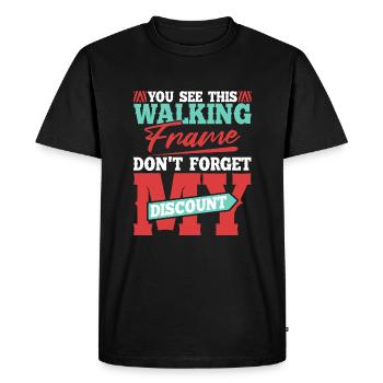 Pensioner Pension Funny Dont Forget My Discount - Men's Premium Organic T-Shirt - black - Front - Nico (187cm)