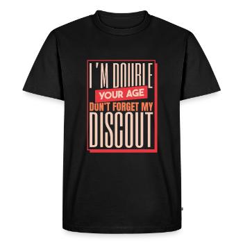 Pension de retraité Double N’oubliez pas ma réduction - T-shirt Premium bio Homme - noir - Devant - Nico (187cm)