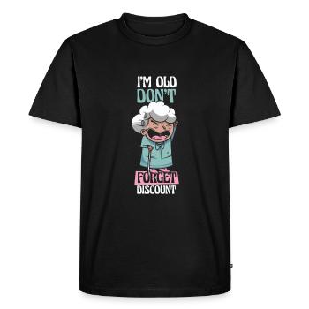 Pension de retraité N’oubliez pas ma réduction - T-shirt Premium bio Homme - noir - Devant - Nico (187cm)