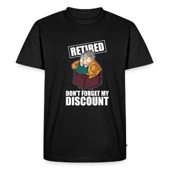 Pension de retraité N’oubliez pas ma réduction - T-shirt Premium bio Homme - noir - Devant - Nico (187cm)