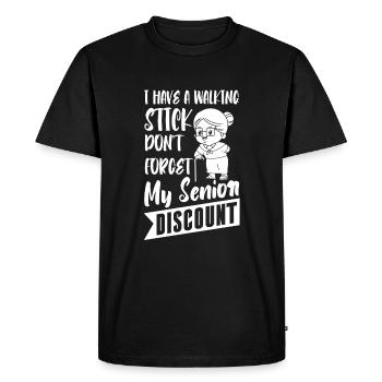 Pension de retraité N’oubliez pas mon rabais senior - T-shirt Premium bio Homme - noir - Devant - Nico (187cm)