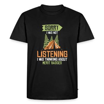 Insigne scout - T-shirt Premium bio Homme - noir - Devant - Nico (187cm)