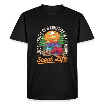 Feu de camp scout - T-shirt Premium bio Homme - noir - Devant - Nico (187cm)