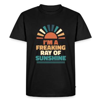 Black humor in A Freaking Ray of Sunshine - Men's Premium Organic T-Shirt - black - Front - Nico (187cm)