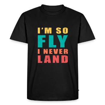 Black humor in So Fly I Never Land - Men's Premium Organic T-Shirt - black - Front - Nico (187cm)