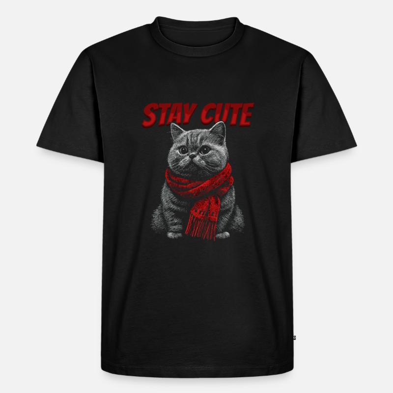 Echarpe de chat Restez mignon - T-shirt Premium bio Homme - noir