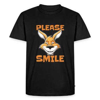 Kangourou Drôle Juste Sourire - T-shirt Premium bio Homme - noir - Devant - Nico (187cm)