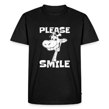 Girafe Drôle Juste Sourire - T-shirt Premium bio Homme - noir - Devant - Nico (187cm)