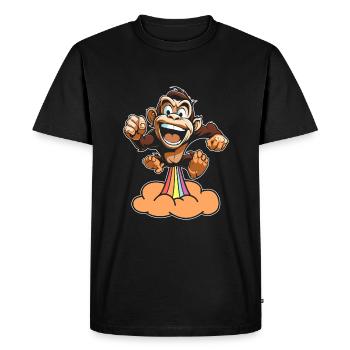 Monkey Funny Rainbow Fart - Men's Premium Organic T-Shirt - black - Front - Nico (187cm)