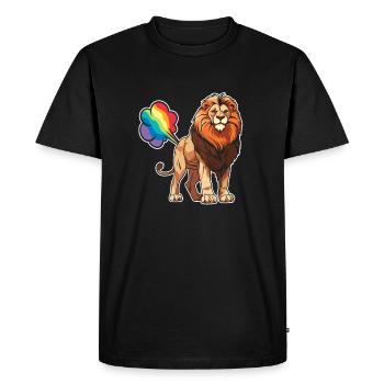 Lion Drôle Arc-en-ciel Pet - T-shirt Premium bio Homme - noir - Devant - Nico (187cm)