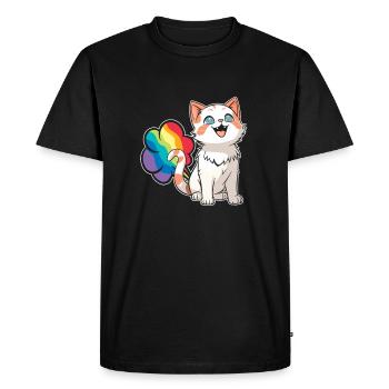 Chat Drôle De Pet Arc-en-Ciel - T-shirt Premium bio Homme - noir - Devant - Nico (187cm)