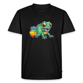Caméléon Caméléon Drôle Rainbow Pet - T-shirt Premium bio Homme - noir - Devant - Nico (187cm)