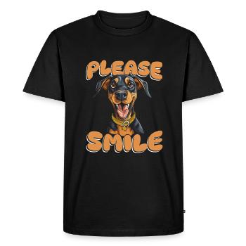 Doberman Mignon Juste Sourire - T-shirt Premium bio Homme - noir - Devant - Nico (187cm)