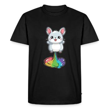 Chinchilla Drôle Arc-en-Ciel Pet - T-shirt Premium bio Homme - noir - Devant - Nico (187cm)