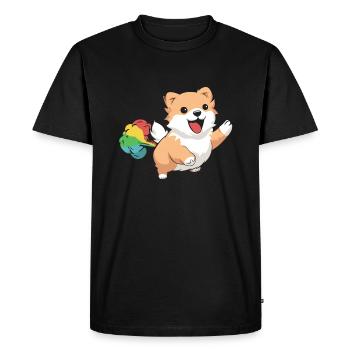 Papillon Funny Rainbow Fart - Men's Premium Organic T-Shirt - black - Front - Nico (187cm)