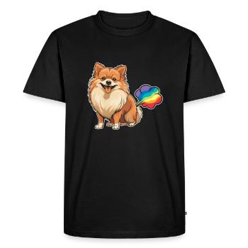 Pomeranian Funny Rainbow Fart - Men's Premium Organic T-Shirt - black - Front - Nico (187cm)
