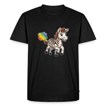 Zebra Rainbow Rainbow Fart - Men's Premium Organic T-Shirt - black - Front - Nico (187cm)