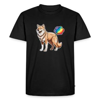 Wolf Funny Rainbow Fart - Men's Premium Organic T-Shirt - black - Front - Nico (187cm)