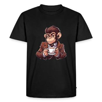 Café de singe - T-shirt Premium bio Homme - noir - Devant - Nico (187cm)