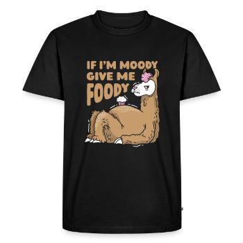 Llama Llama Funny If Im Moody Give Me Foody - Men's Premium Organic T-Shirt - black - Front - Nico (187cm)