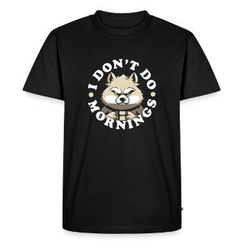 Wolf Funny I Don't Do Mornings - Men's Premium Organic T-Shirt - black - Front - Nico (187cm)