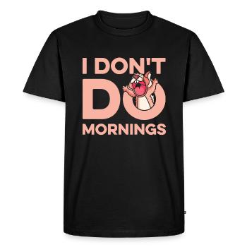 Écureuil Drôle Je ne fais pas les matins - T-shirt Premium bio Homme - noir - Devant - Nico (187cm)