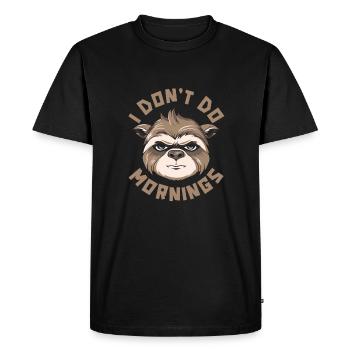 Paresseux Drôle Je Ne Fais Pas De Matins - T-shirt Premium bio Homme - noir - Devant - Nico (187cm)