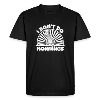 Girafe Drôle Je Ne Fais Pas De Matins - T-shirt Premium bio Homme - noir - Devant - Nico (187cm)