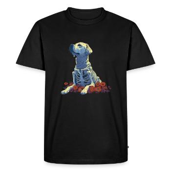 Golden Retriever Fleur Squelette Fleur Animal - T-shirt Premium bio Homme - noir - Devant - Nico (187cm)