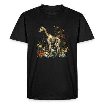 Girafe Fleur Squelette Fleur Animal - T-shirt Premium bio Homme - noir - Devant - Nico (187cm)