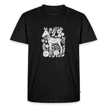 Muli Âne Fleur Squelette Fleur Animal - T-shirt Premium bio Homme - noir - Devant - Nico (187cm)