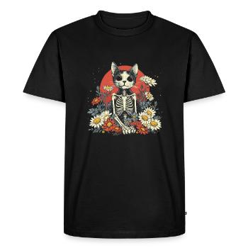 Fleur de chat squelette fleur animal - T-shirt Premium bio Homme - noir - Devant - Nico (187cm)