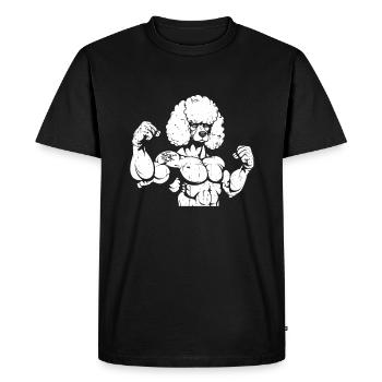 Caniche biceps tatouage j’aime maman - T-shirt Premium bio Homme - noir - Devant - Nico (187cm)