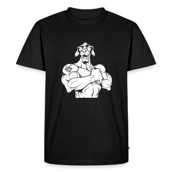 Dogue allemand biceps tatouage j’aime maman - T-shirt Premium bio Homme - noir - Devant - Nico (187cm)