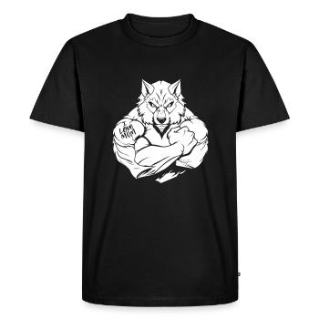 Loup biceps tatouage j’aime maman - T-shirt Premium bio Homme - noir - Devant - Nico (187cm)